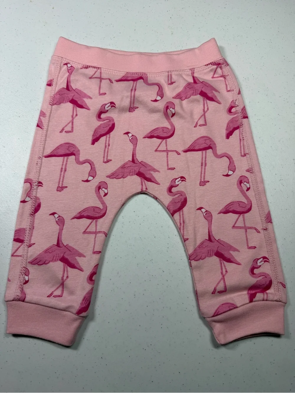 monica + andy organic Pink Flamingo Baby Matching Set 6/9 months